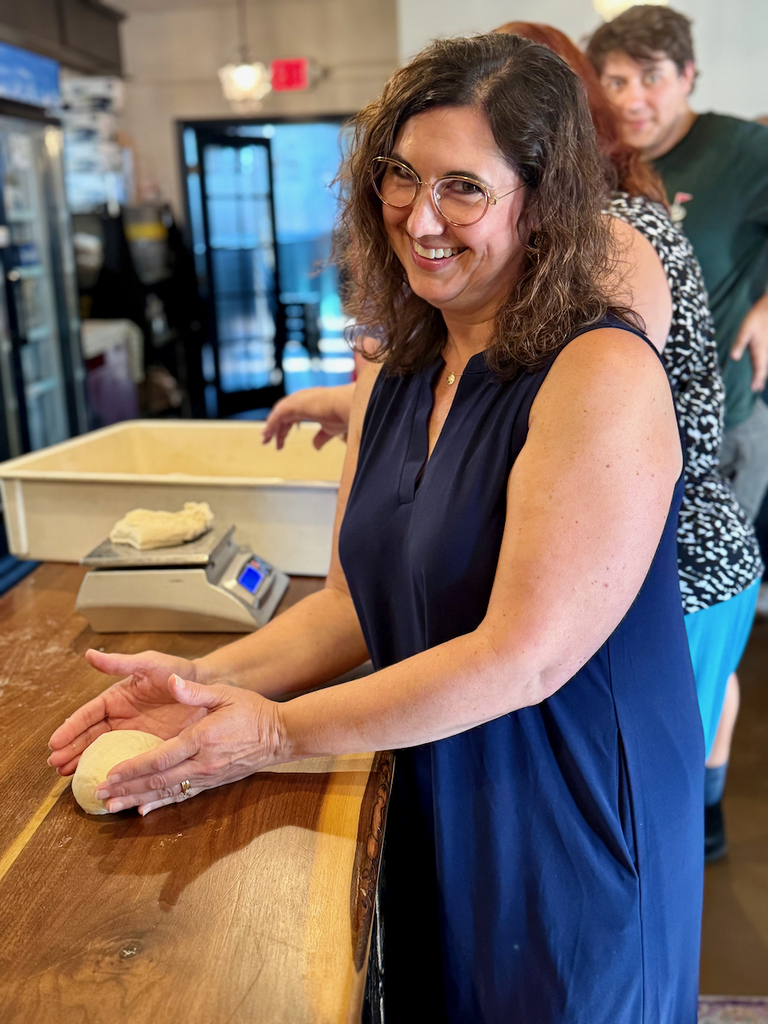 teachers make pizza at Terra House