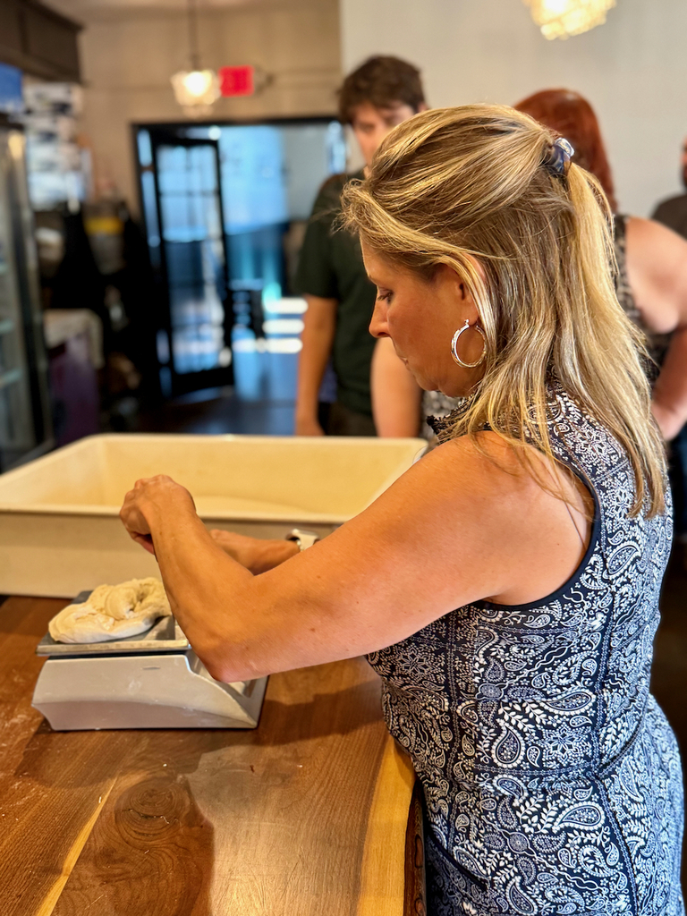 teachers make pizza at Terra House