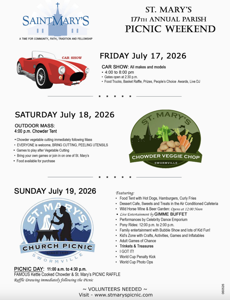 St. Mary's Parish Picnic Events at a glance