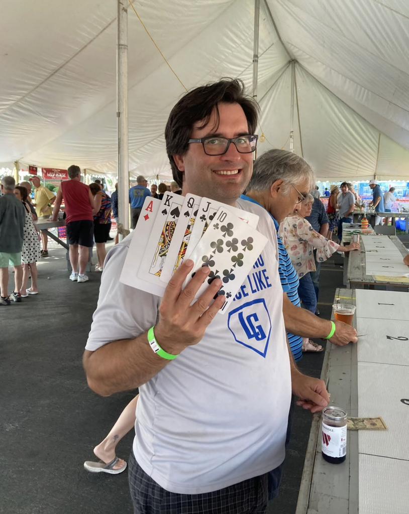 man enjoying a card game
