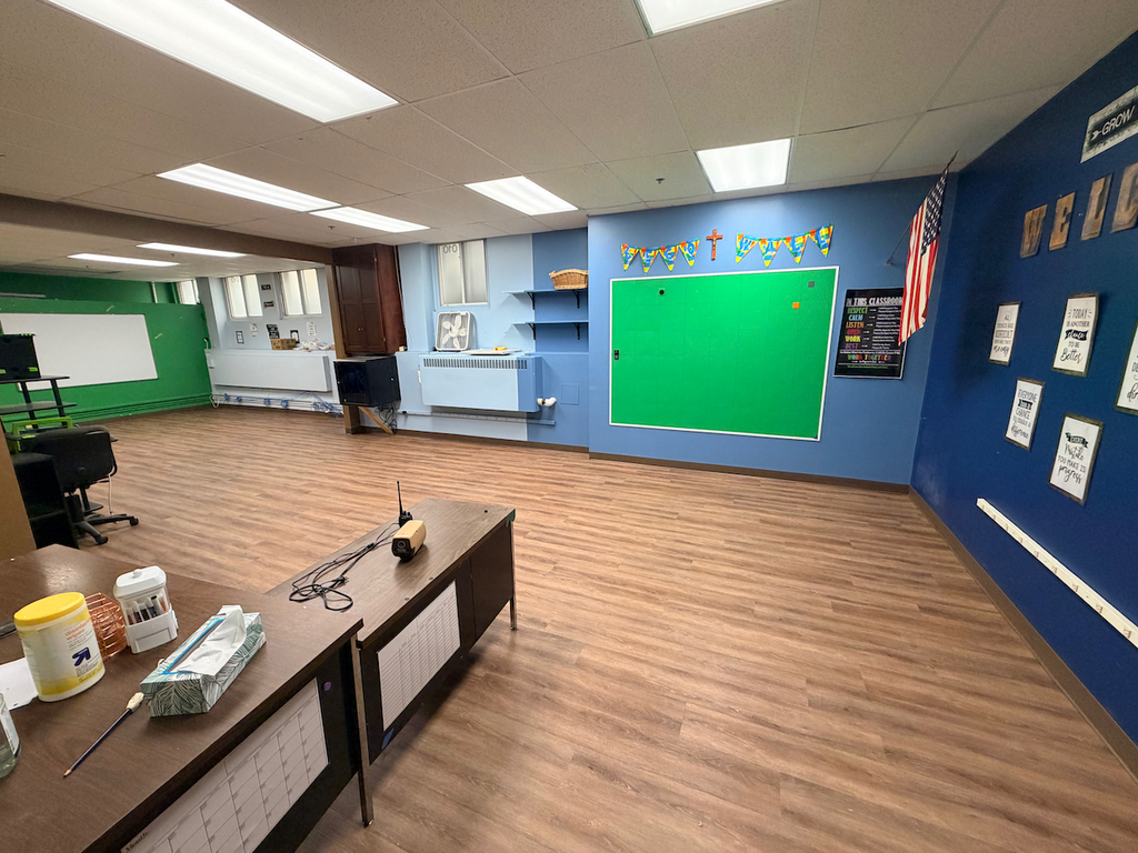 New lower level flooring in school with an updated, wood look
