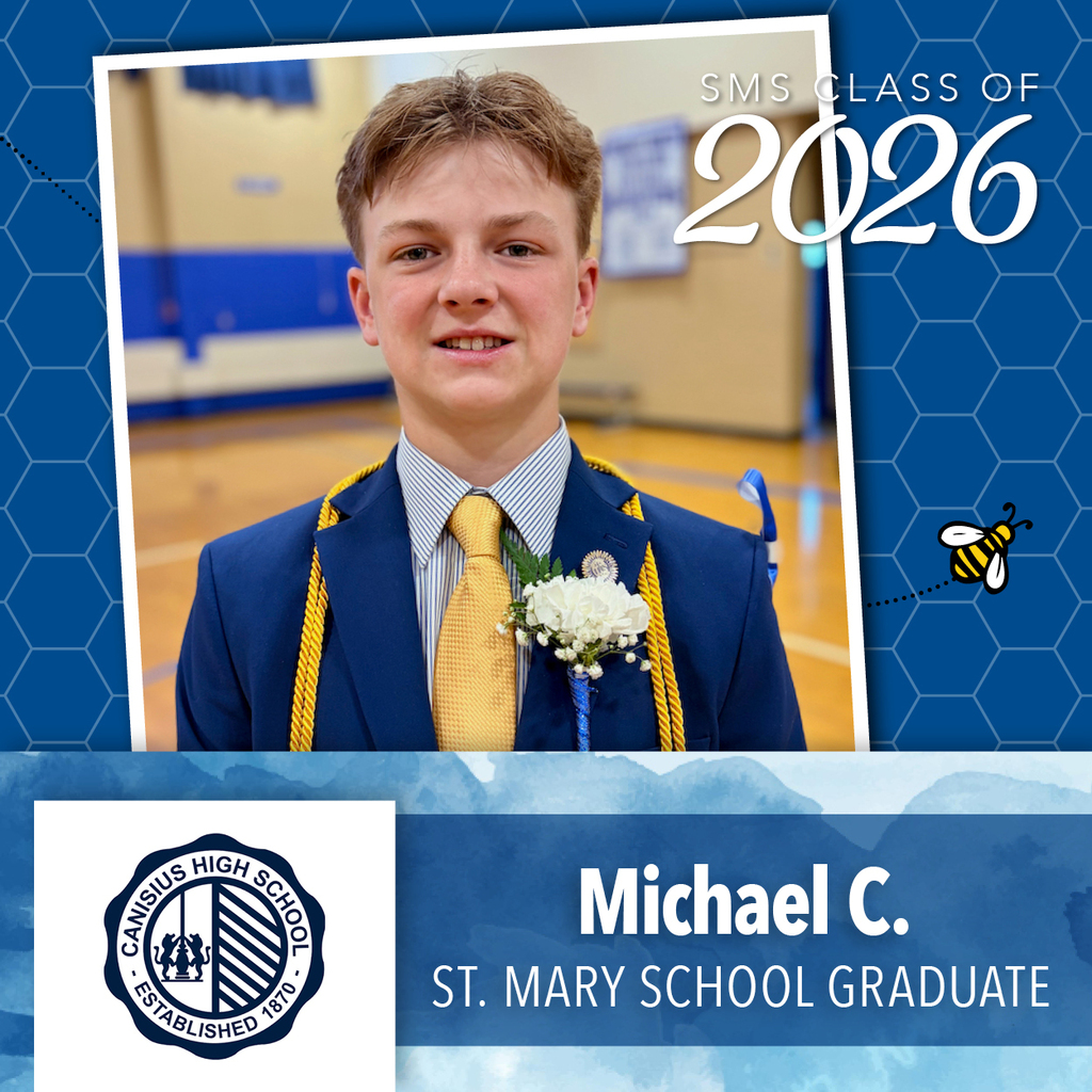 photo of graduate dressed up with their intended high school logo in a graphic