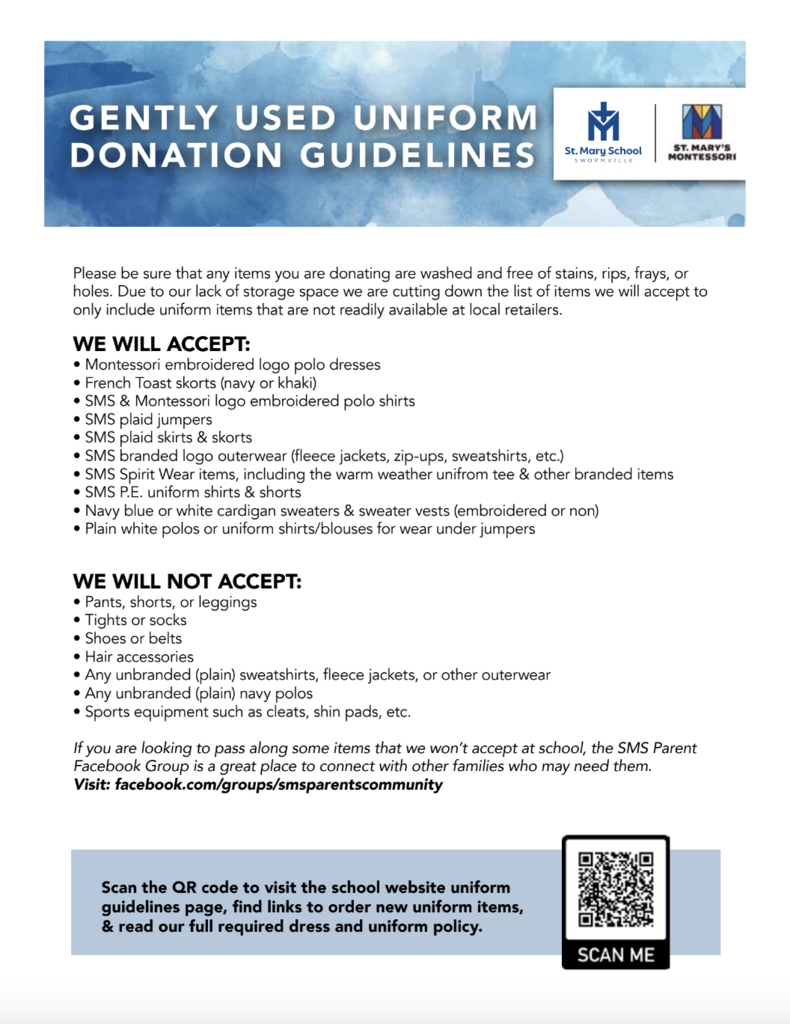 used uniform donation guidelines flyer