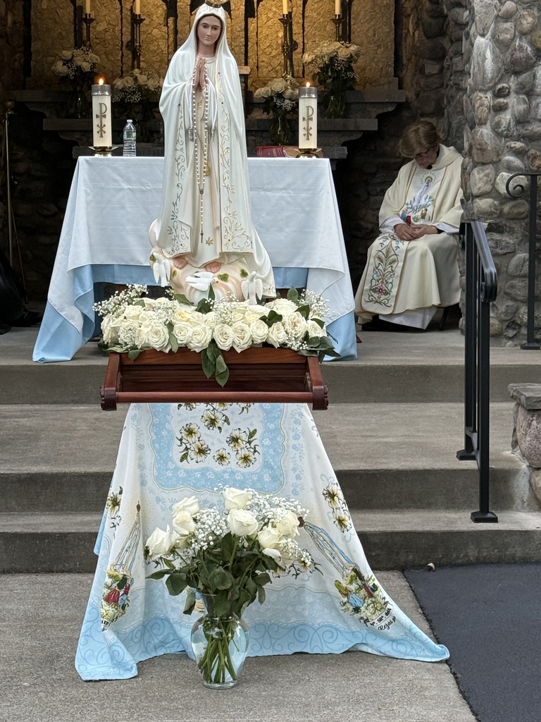 Our Lady of Fatima statue for procession at Sacred Heart