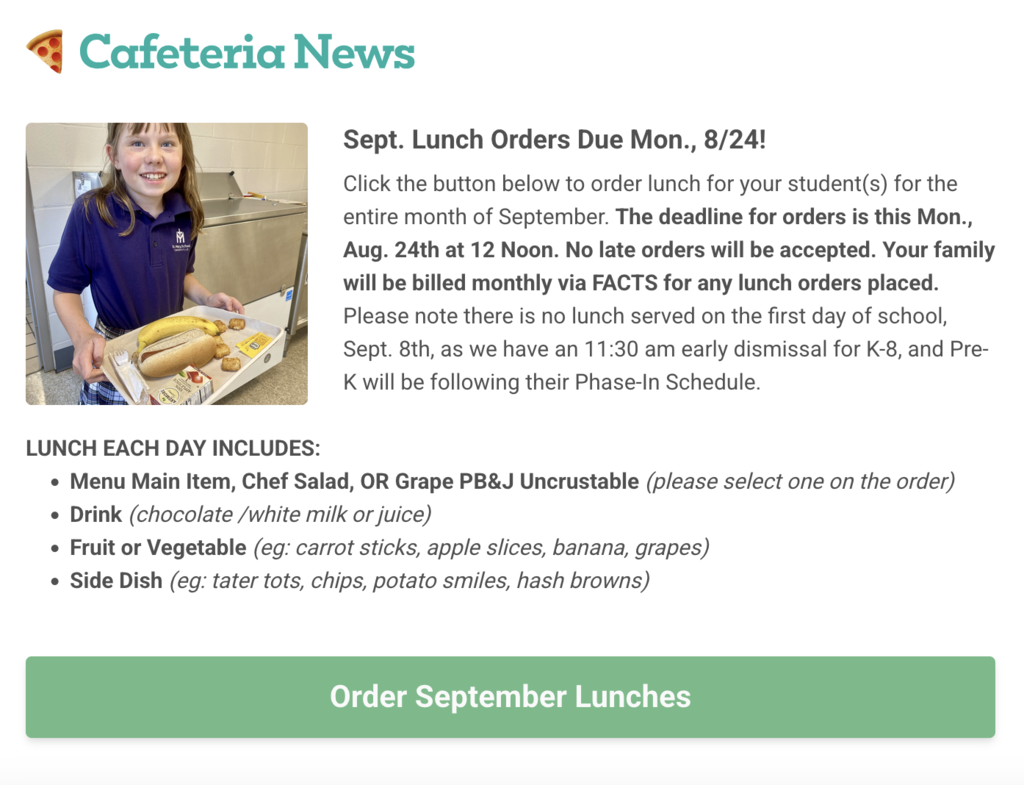 Cafeteria News lunch orders