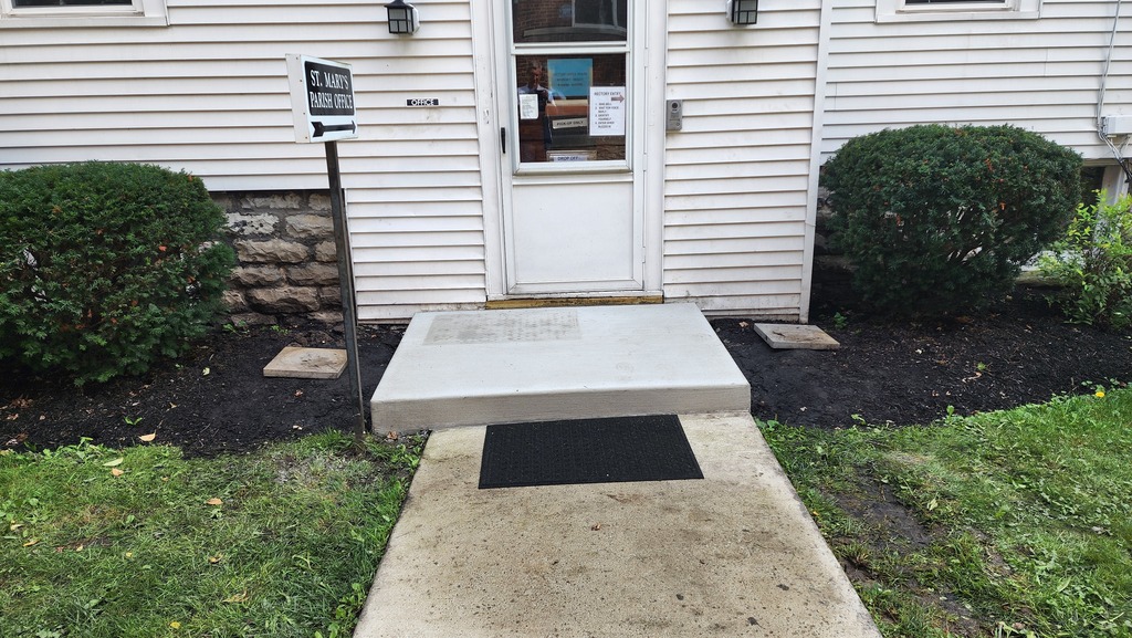 new concrete pad at parish offices