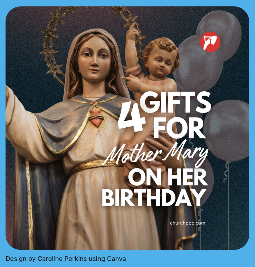 statue of blessed mother holding baby Jesus