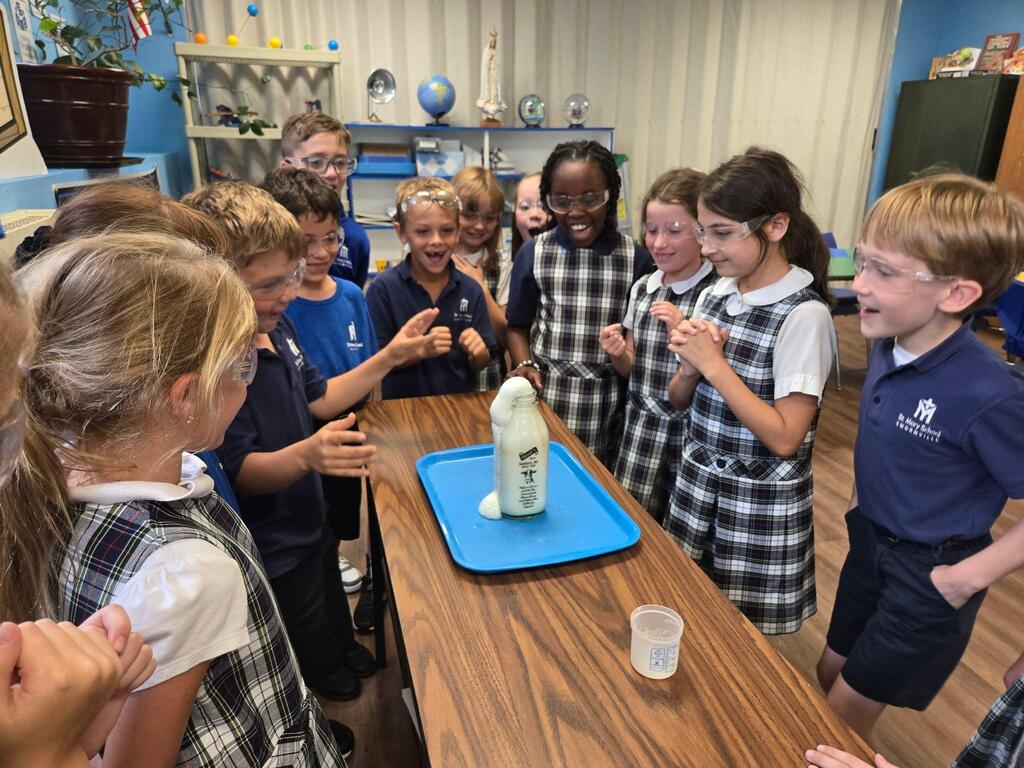 students making elephanty toothpaste