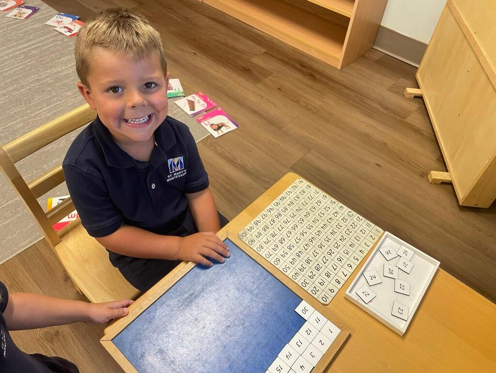 Montessori students learning in class