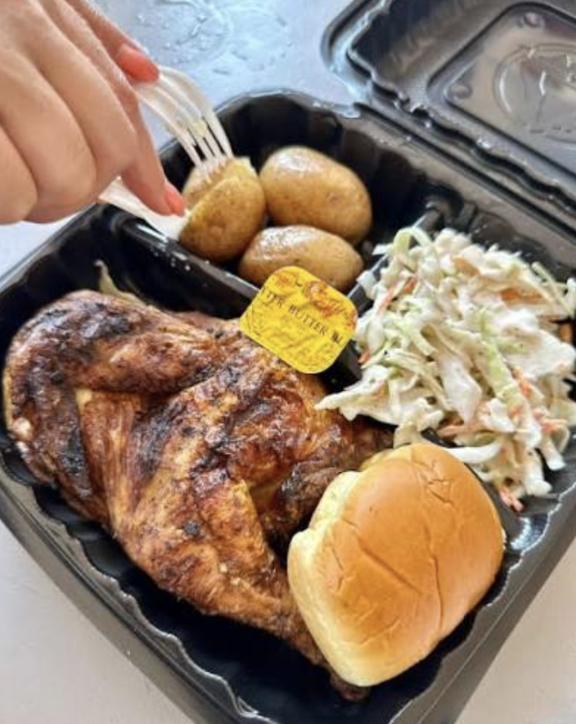 chicken bbq in takeout container