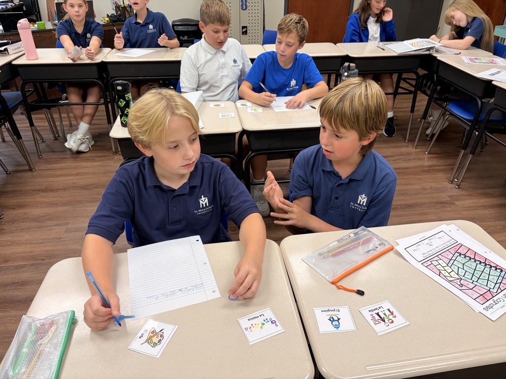 Students working in spanish class