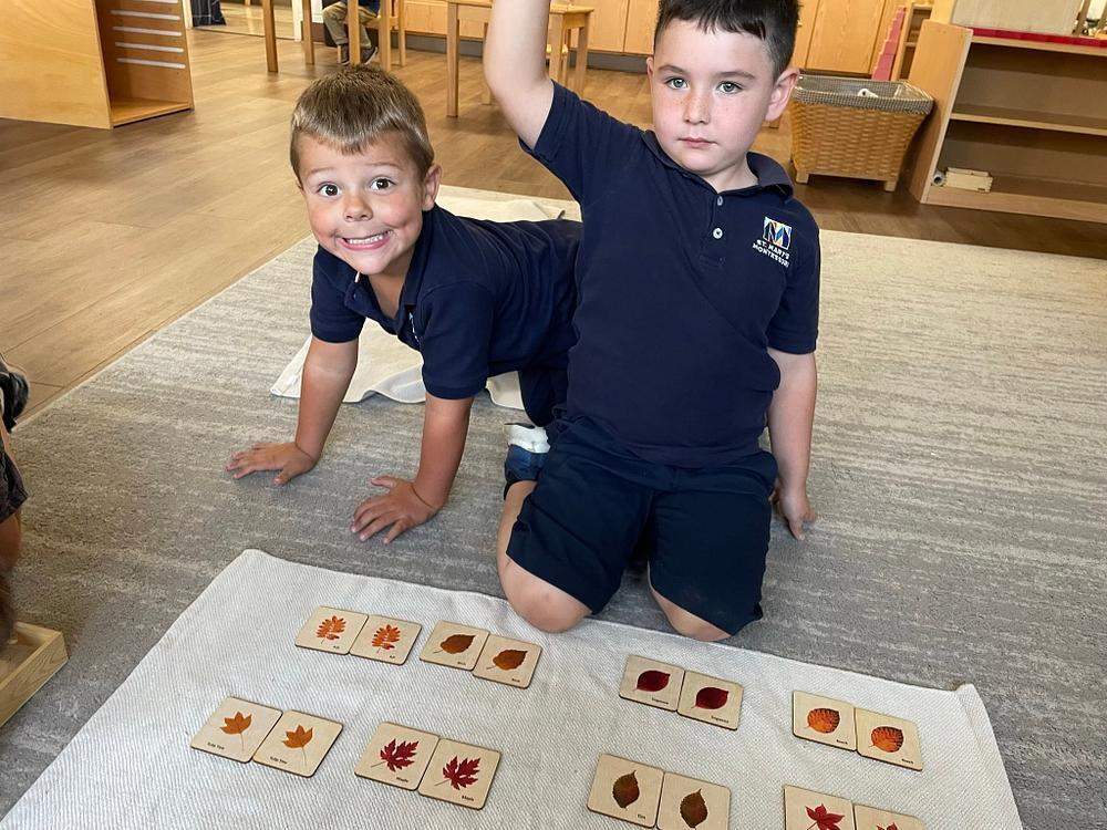 Montessori students at work in their classroom