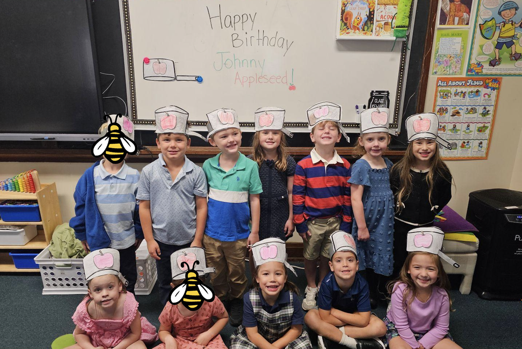 Kindergarten class learns about apples and johnny appleseed