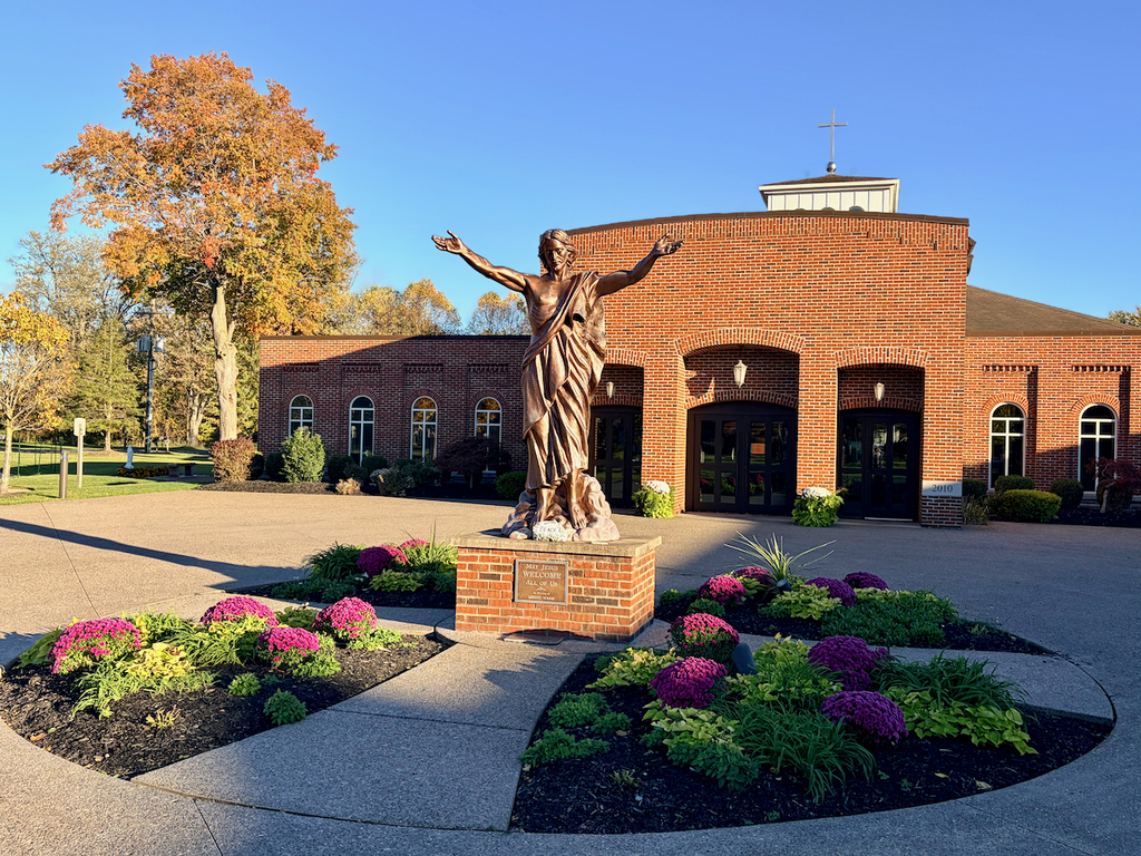 autumn on St. Mary's campus, building and statue shots with fall leaves