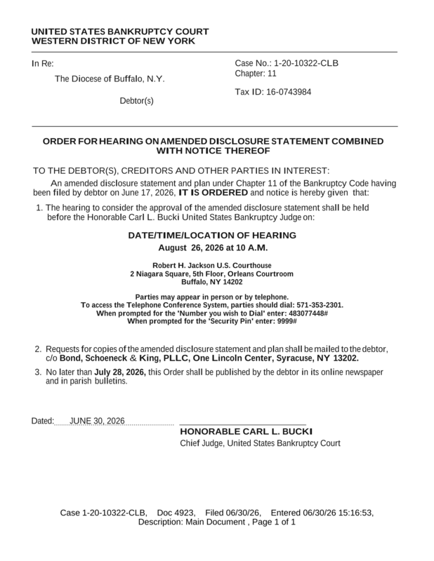Court ordered bankruptcy statement