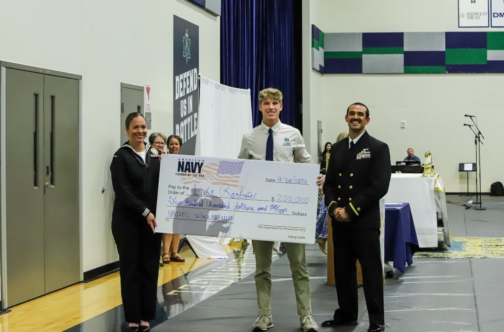SMA Senior Luke Rastorfer receives the Naval Reserve Officer Training Corps Scholarship. 