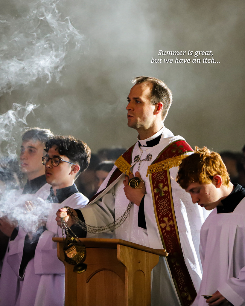 Fr. Sappington and altar servers expose the Blessed Sacrament.