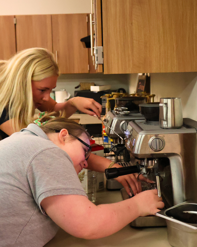 Making a latte.