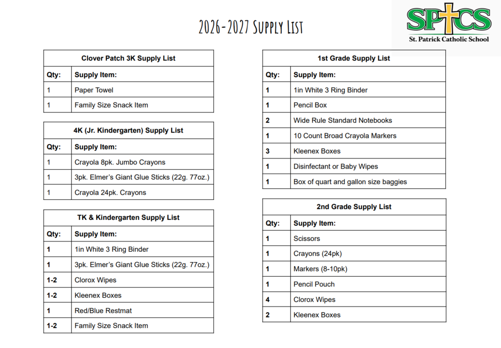 supply list