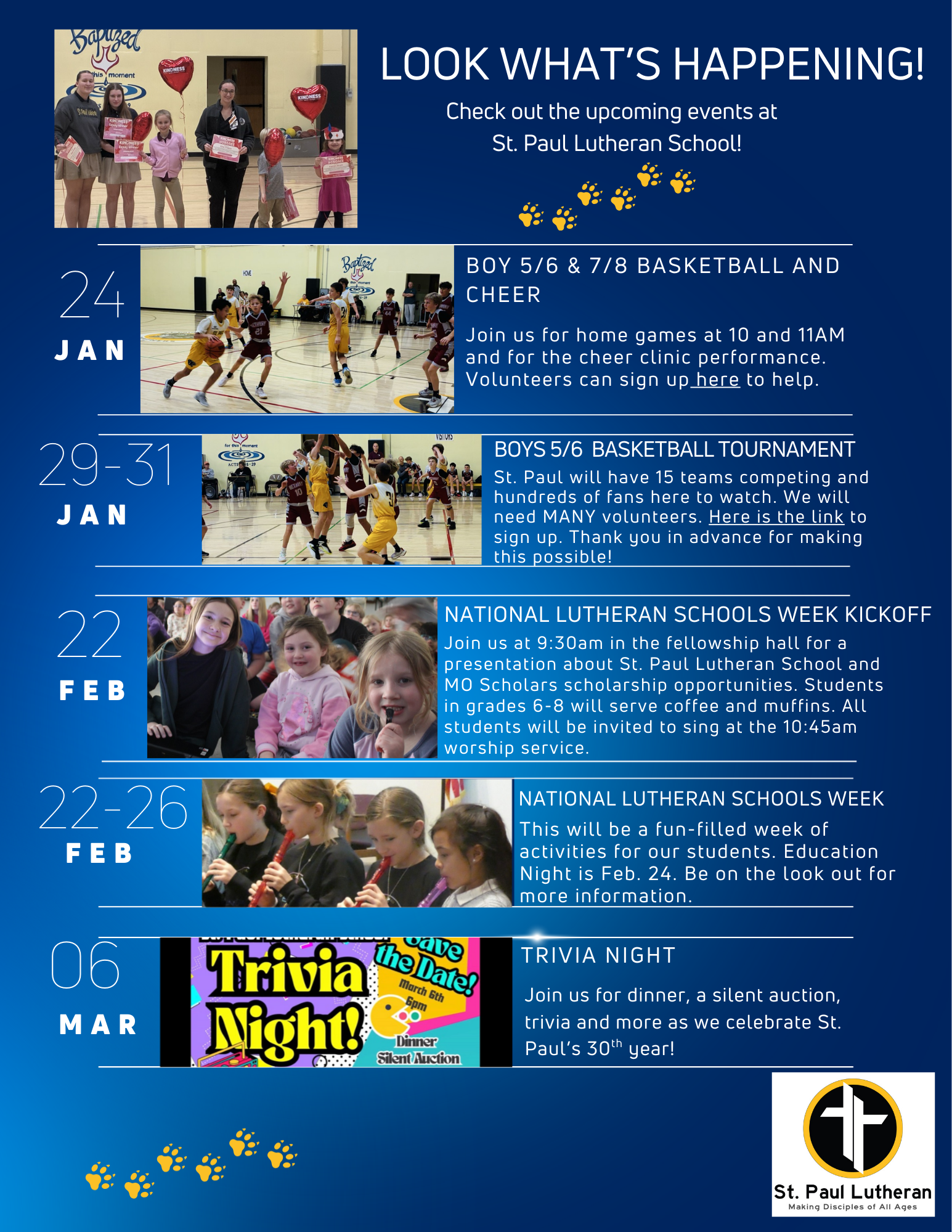 Upcoming Events | St. Paul Lutheran School