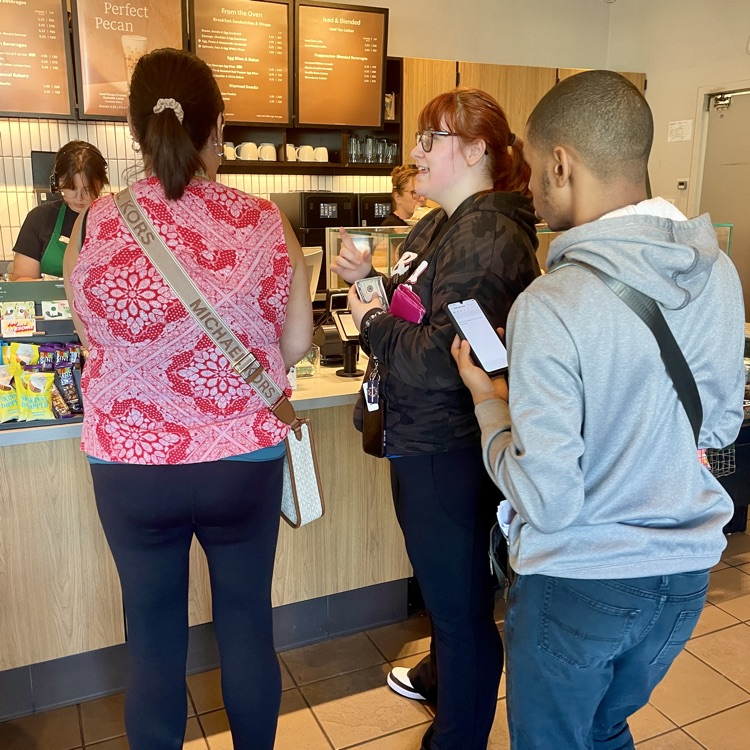 students ordering at Starbucks