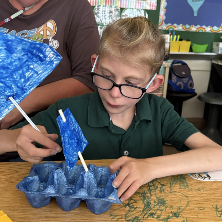 Having fun making the Mayflower!