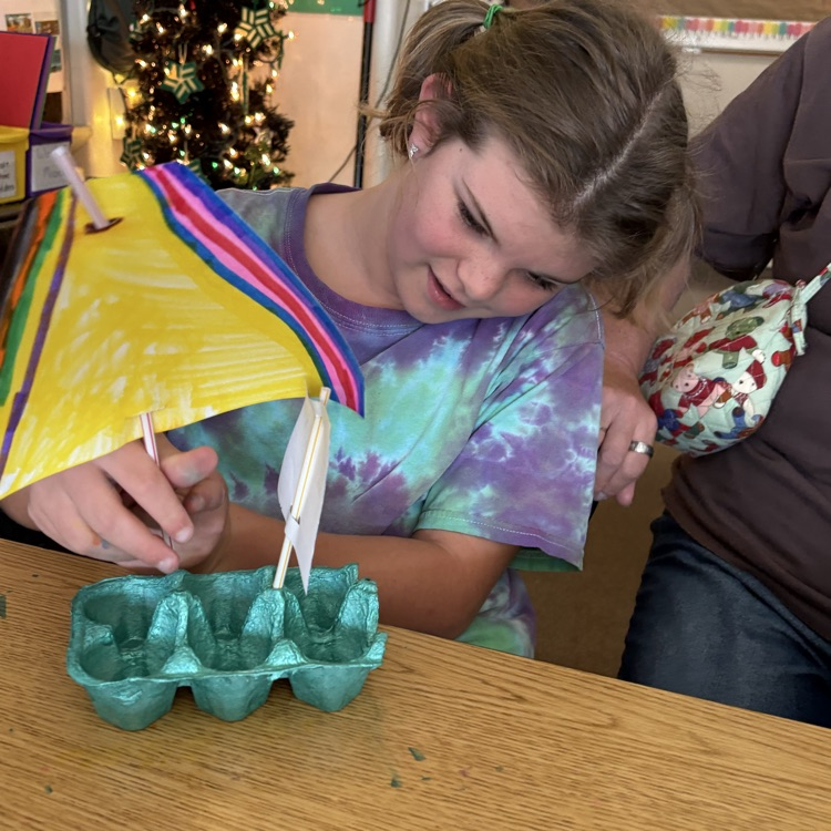 Having fun making the Mayflower!
