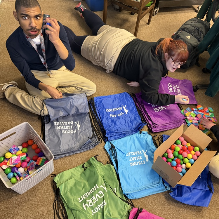 students working on making mental health wellness baggies