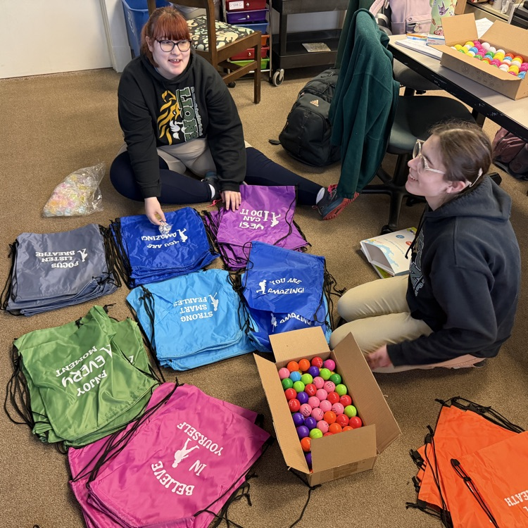 students working on making mental health wellness baggies