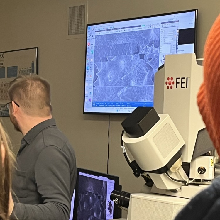 learning about a $1 million microscope at a lab at UC