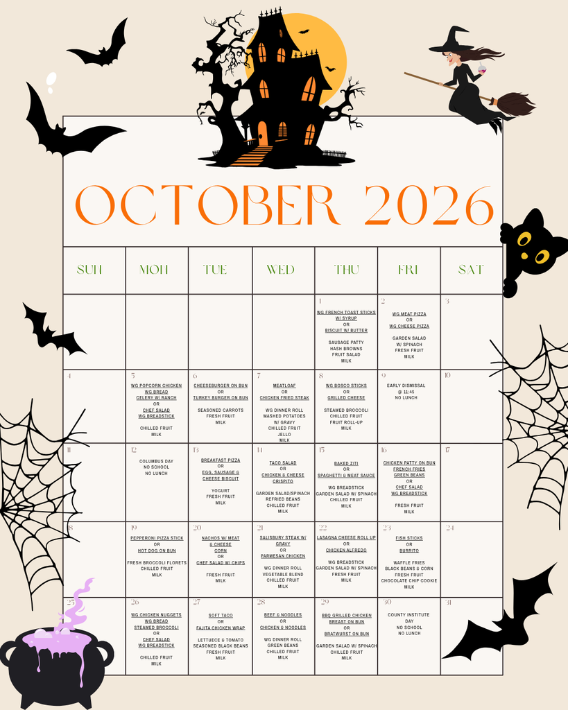 October Lunch Menu