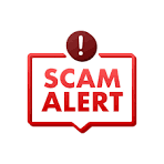 Red “Scam Alert” warning graphic with an exclamation mark icon, indicating an important notice about potential scams.