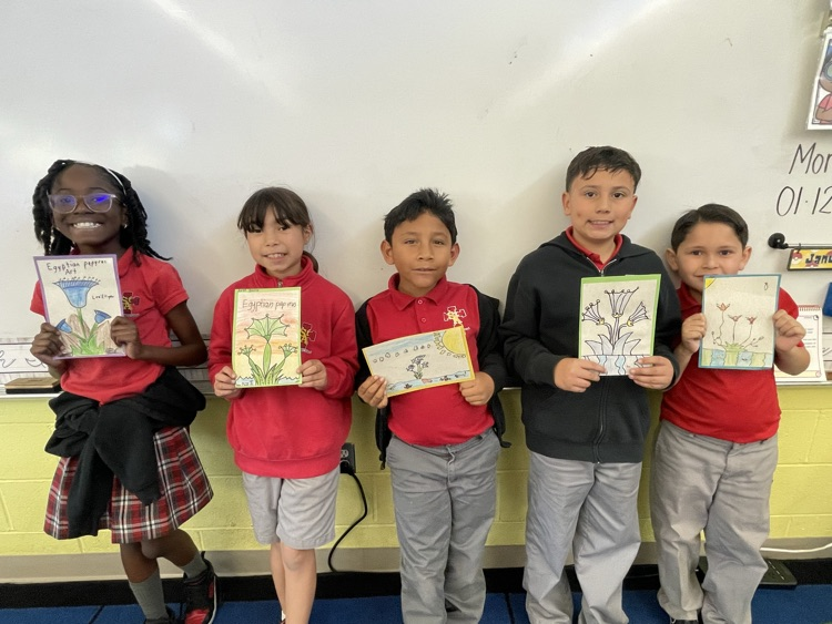 In yesterday’s @arttrekinc, our students learned about Egyptian papyrus and then illustrated their own papyrus.