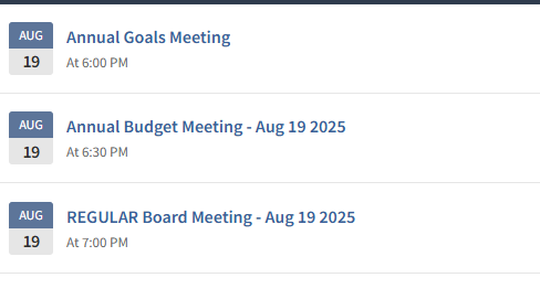 Board Meeting Agenda