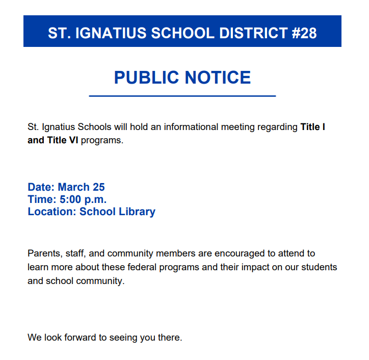 Title I and Title VI Program Meeting