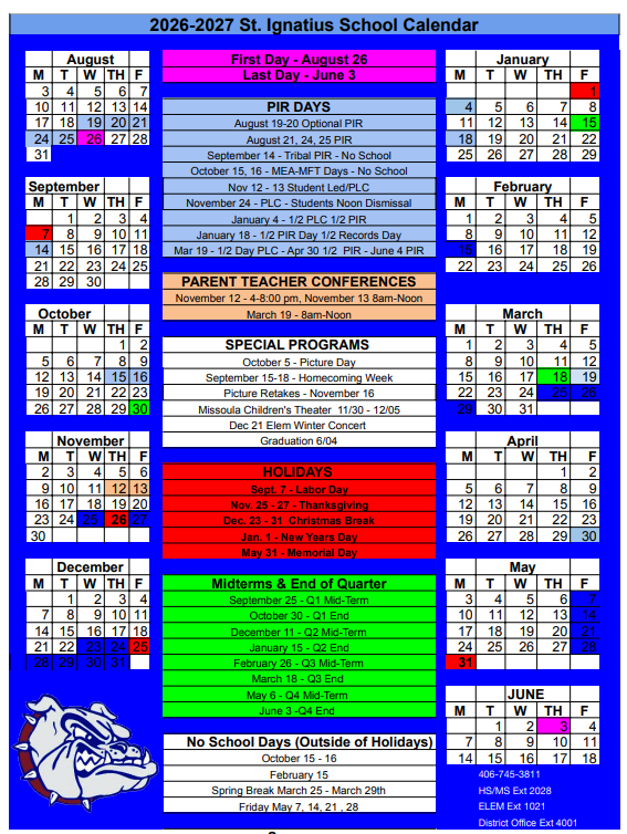 2026/2027 School Calendar