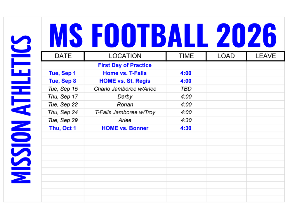 MS FB Schedule