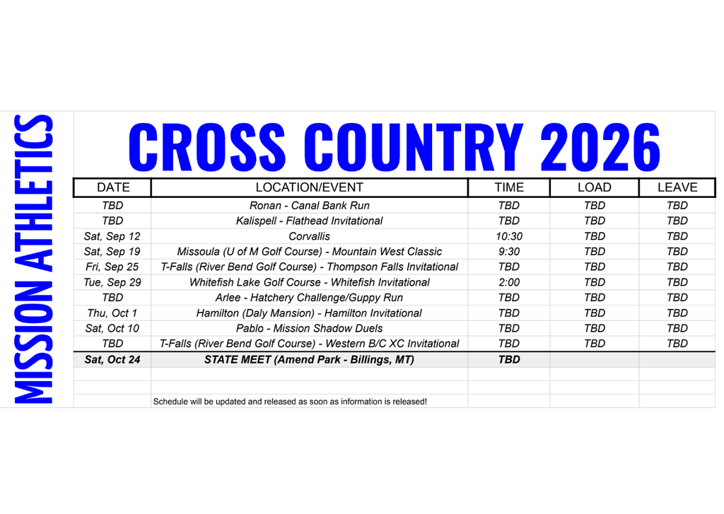 XC Schedule