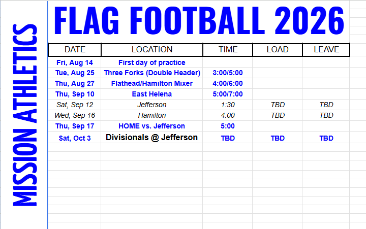 Flag Schedule 2026