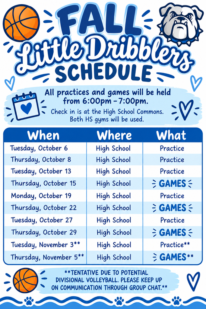 Little Dribblers Schedule - Fall