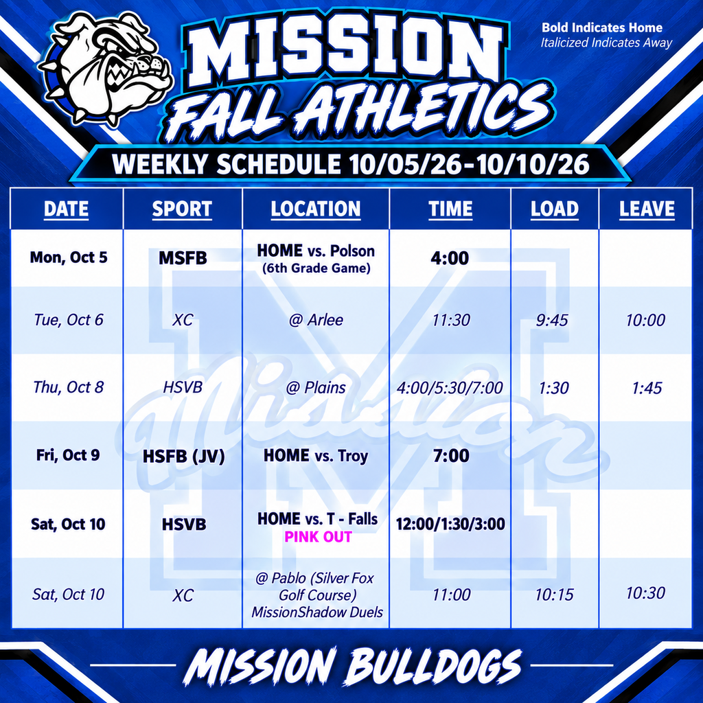Weekly Activities 10/05/26 - 10/10/26