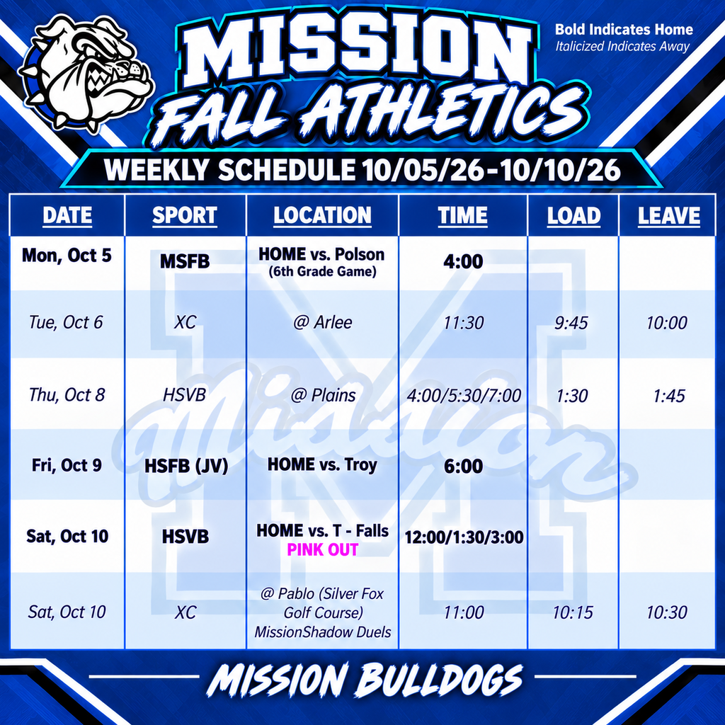 Weekly Activities 10/05/26 - 10/10/26