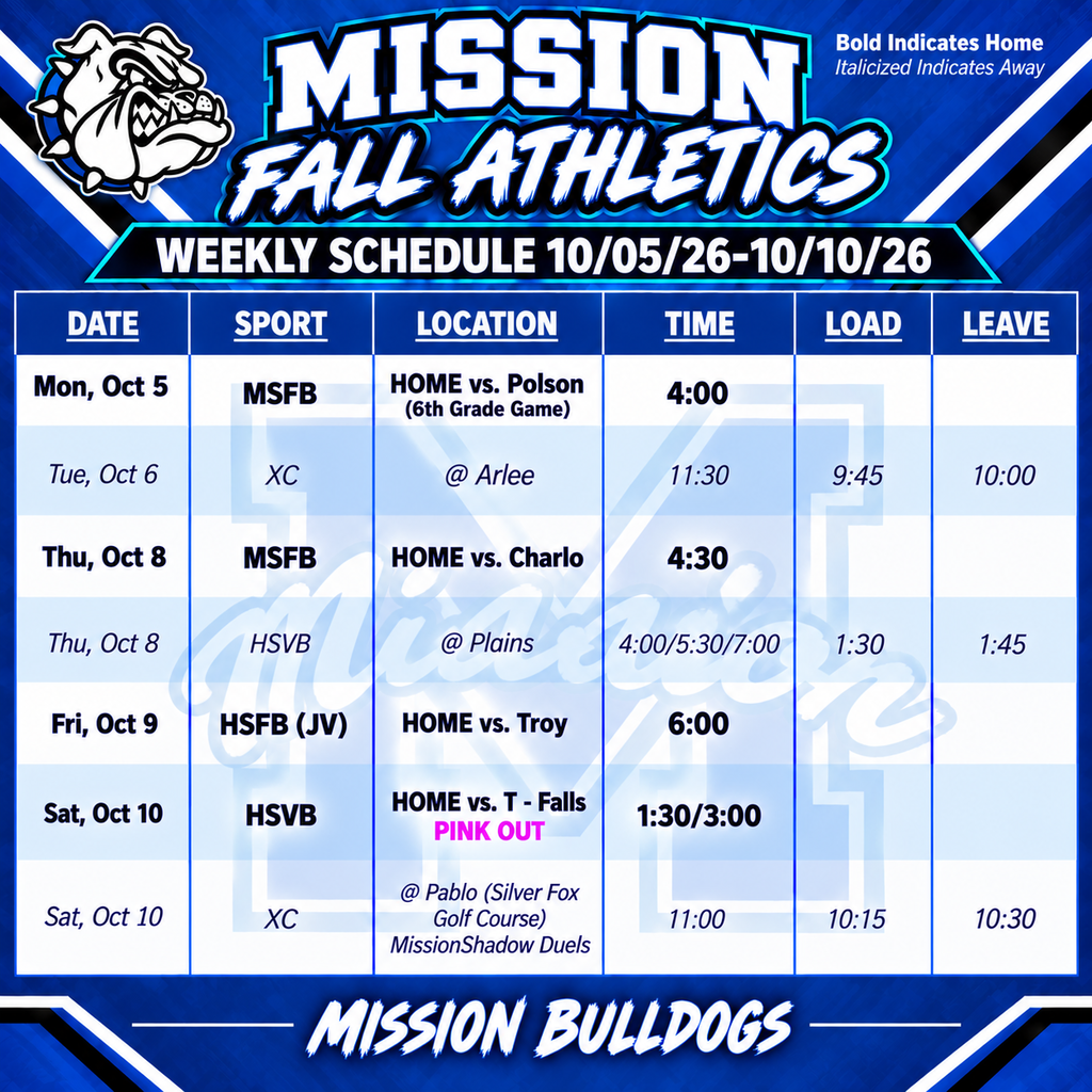 Weekly Activities 10/05/26 - 10/10/26