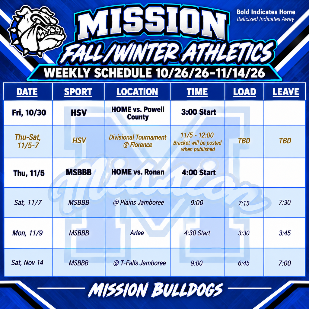 Weekly Activities 10/24/26 - 11/14/26