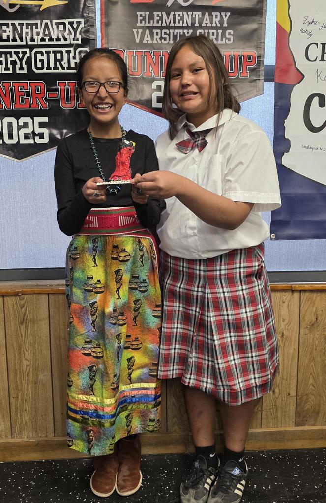 Students showing off their creations