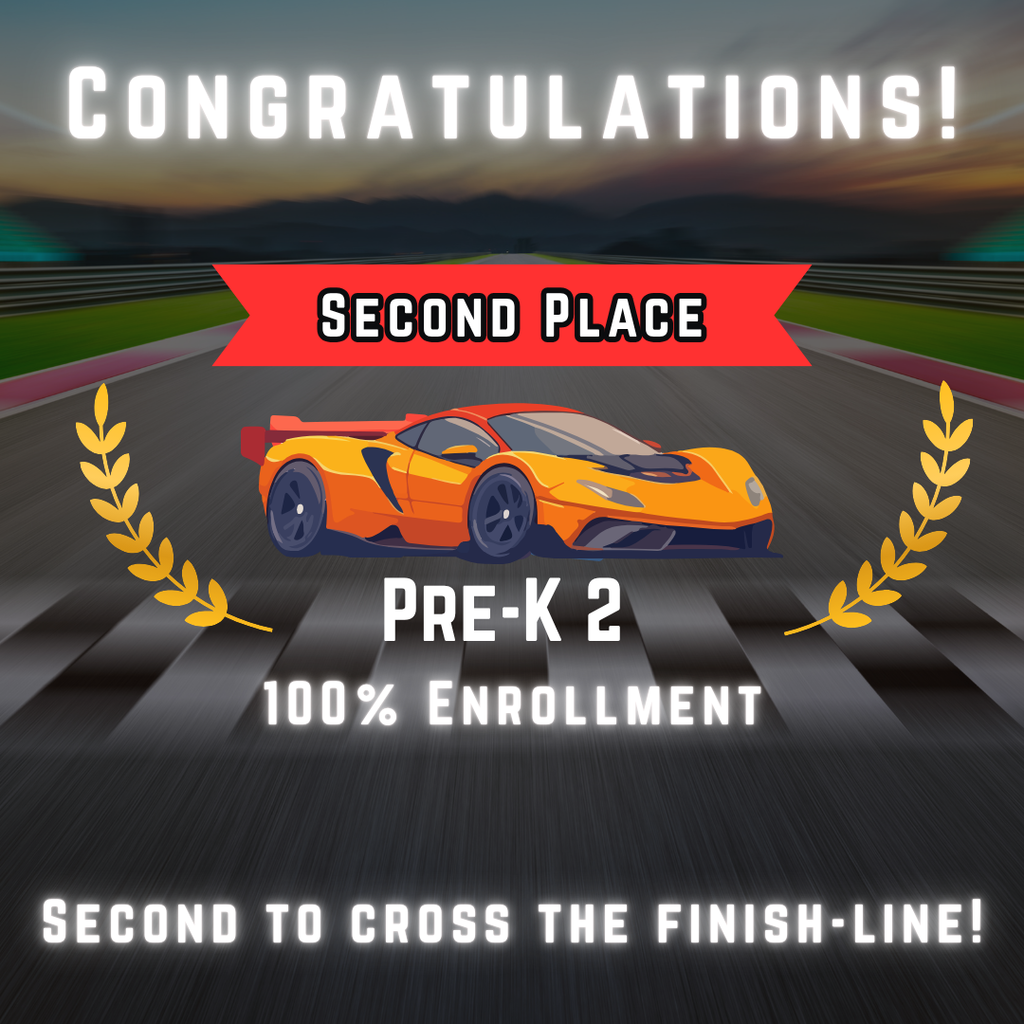 Second to cross the finish line is pre k 2