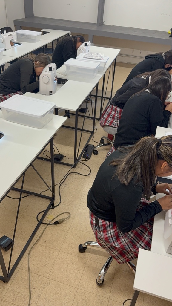 Students are currently learning how to make ribbon skirts, they are learning how to use the machines