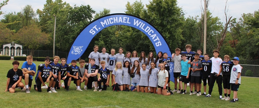 students gathered outside