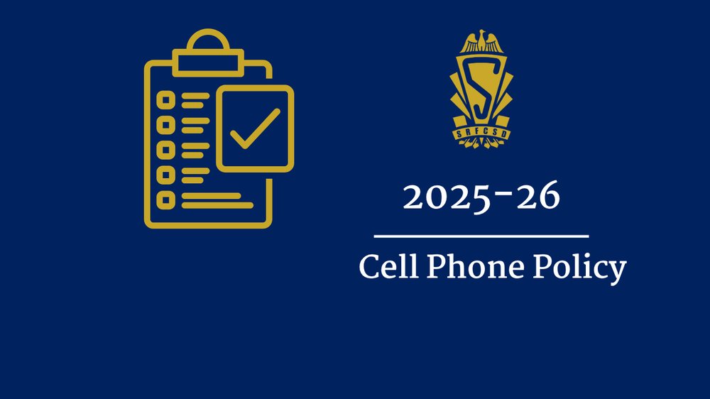 Graphic for the 2025-26 St. Regis Falls CSD cell phone policy