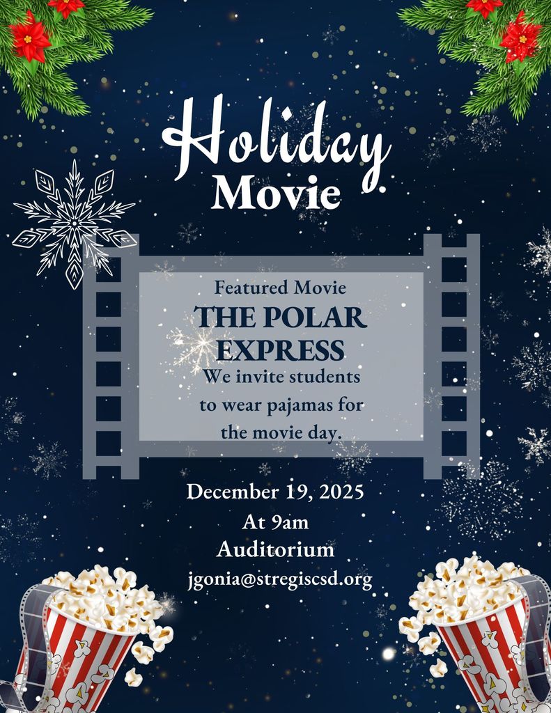 black background with popcorn buckets and snowflakes 